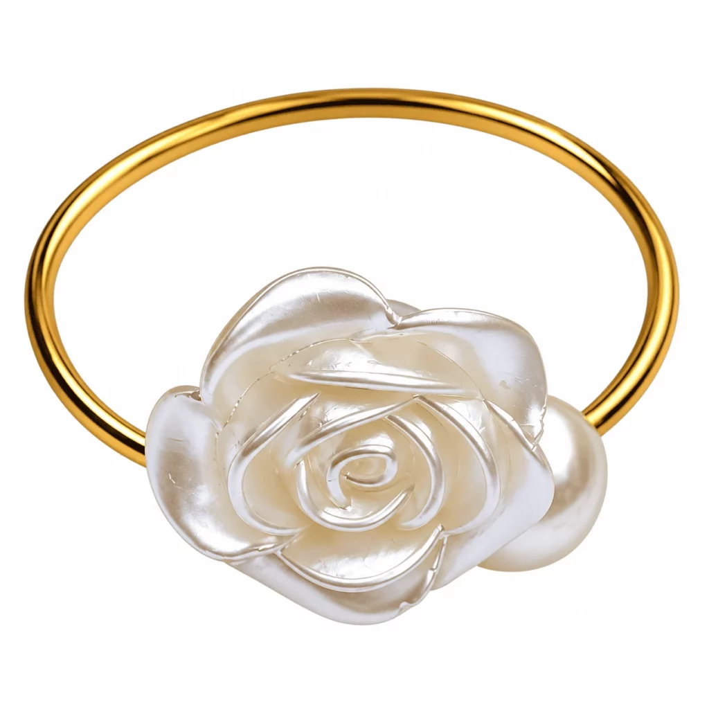 location rond de serviette fleur or
