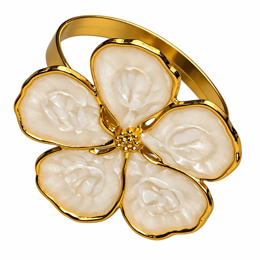 location rond de serviette or fleur